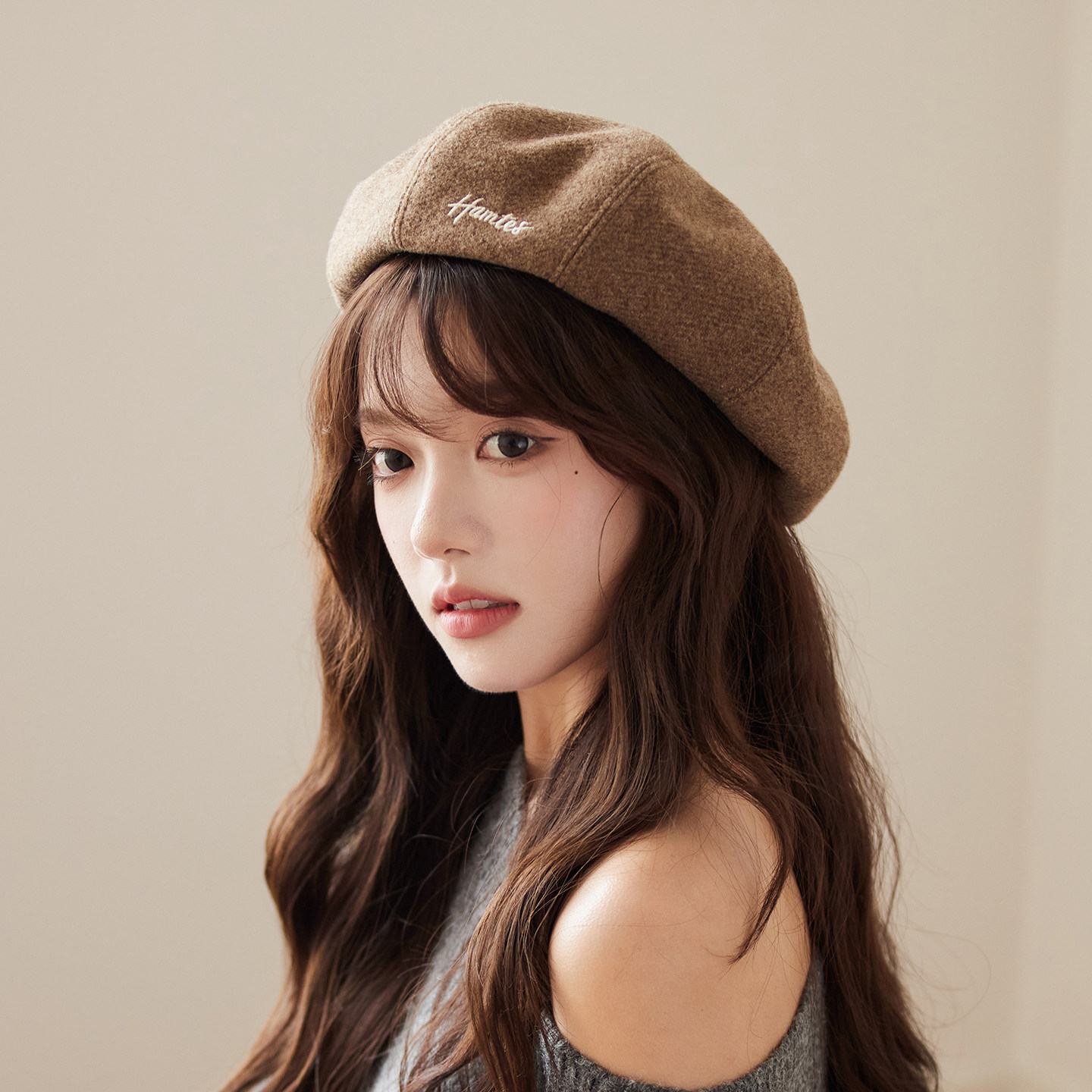 秋冬复古毛呢贝雷帽韩版简约字母刺绣南瓜帽八角帽百搭画家帽子女