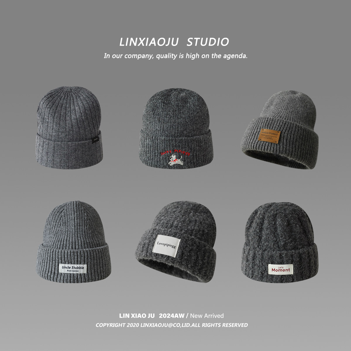 高级感灰色羊毛贝雷帽女保暖针织帽围巾时尚百搭棒球帽气质渔夫帽