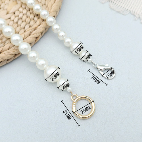 手工珍珠链串珠包链条编织包手提链水杯链手机挂链手拎包替换包带 - 图0