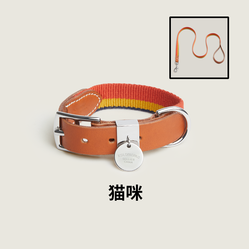 宠物用品真皮轻奢拼接帆布手工调节中大小型犬猫狗可定制刻字项圈,淘宝优惠券,粉丝福利购,淘宝优惠卷
