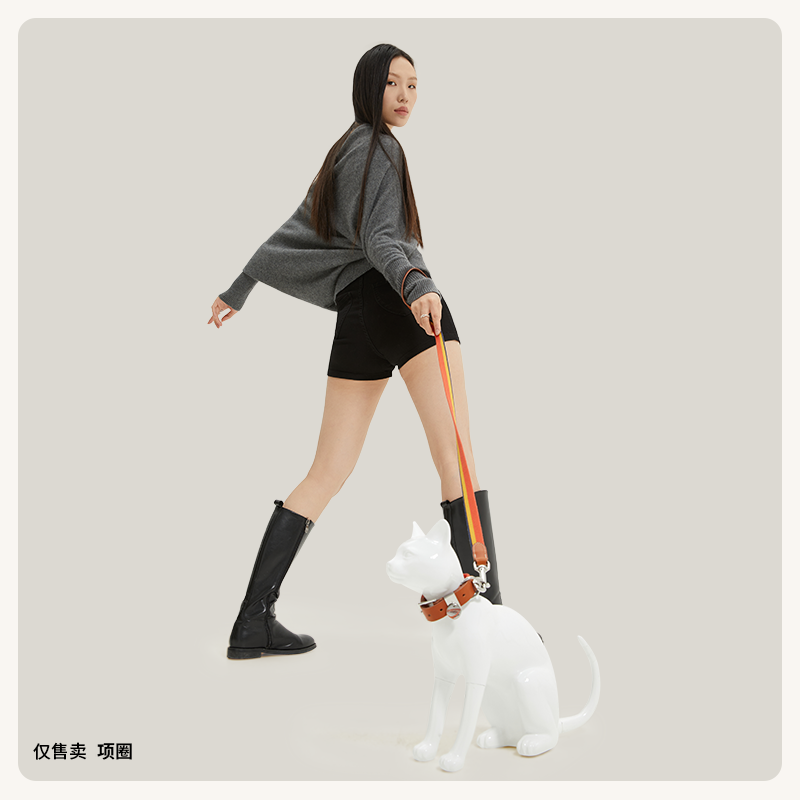 宠物用品真皮轻奢拼接帆布手工调节中大小型犬猫狗可定制刻字项圈,淘宝优惠券,粉丝福利购,淘宝优惠卷