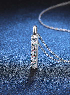 s925纯银项链女满钻D色莫桑石 轻奢小众韩版锁骨链50分莫桑钻