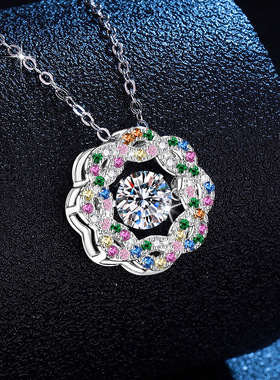 S925纯银项链女莫桑石项链 个性星芒灵动吊坠1克拉莫桑石项链