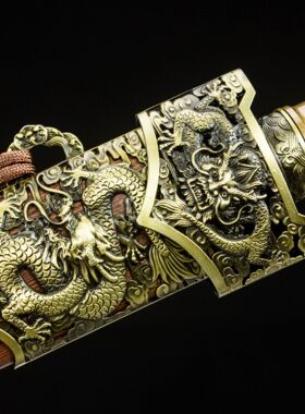 未开刃刀剑高锰钢手工锻打春秋汉剑双手秦王剑金龙宝剑收藏未开刃