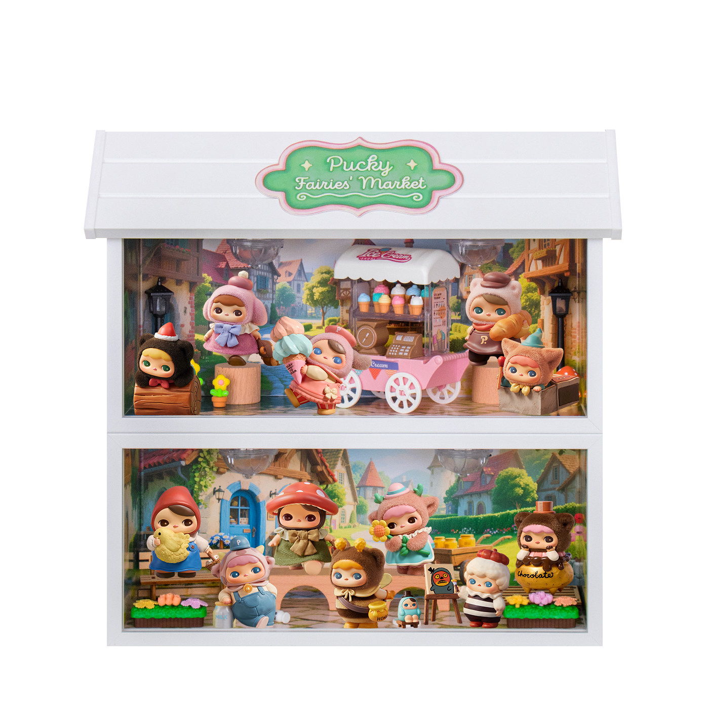 适用POPMART泡泡玛特PUCKY毕奇精灵市集系列手办盲盒场景展示盒,淘宝优惠券,粉丝福利购,淘宝优惠卷