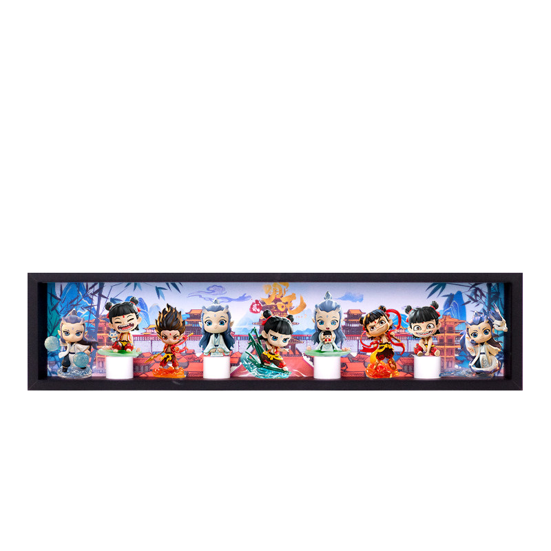 适用泡泡玛特《哪吒之魔童闹海》天生羁绊系列手办盲盒场景展示盒