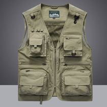 2023 spring and autumn slim fit outdoor tooling multifunction photography vest fishing multi-pocket Tactical waistcoat mens clothing jacket