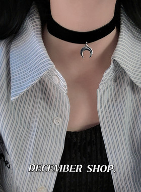 新款暗黑少女月亮项链复古亚文化月牙锁骨链choker项圈颈链表演