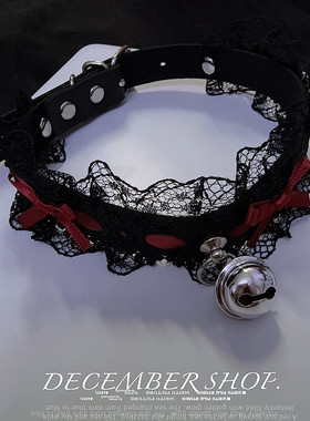 包邮圣诞节蕾丝choker蝴蝶结铃铛项圈Lolita暗黑女仆装颈链洛丽塔