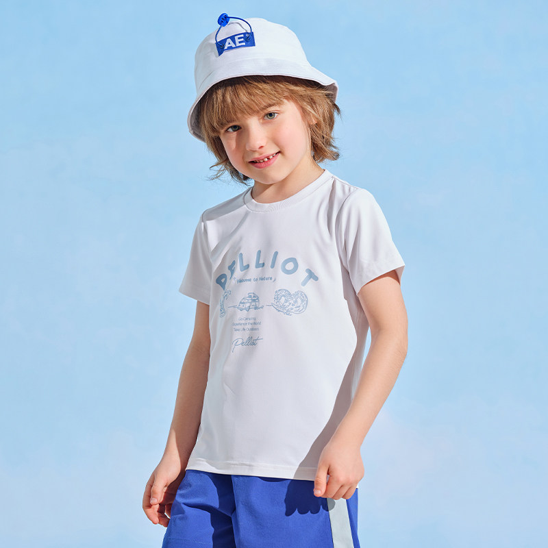 伯希和儿童T恤男童夏新款女童吸汗打底衫休闲童装薄款短袖上衣,淘宝优惠券,粉丝福利购,淘宝优惠卷