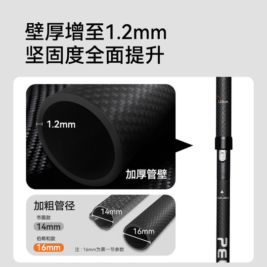 【羽翼】伯希和户外登山杖3k碳纤维拐杖折叠超轻手杖专业徒步杖