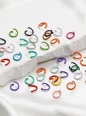 1.2*8mm彩色烤漆金属开口圈小单圈连接圈diy手工钥匙扣饰品配件