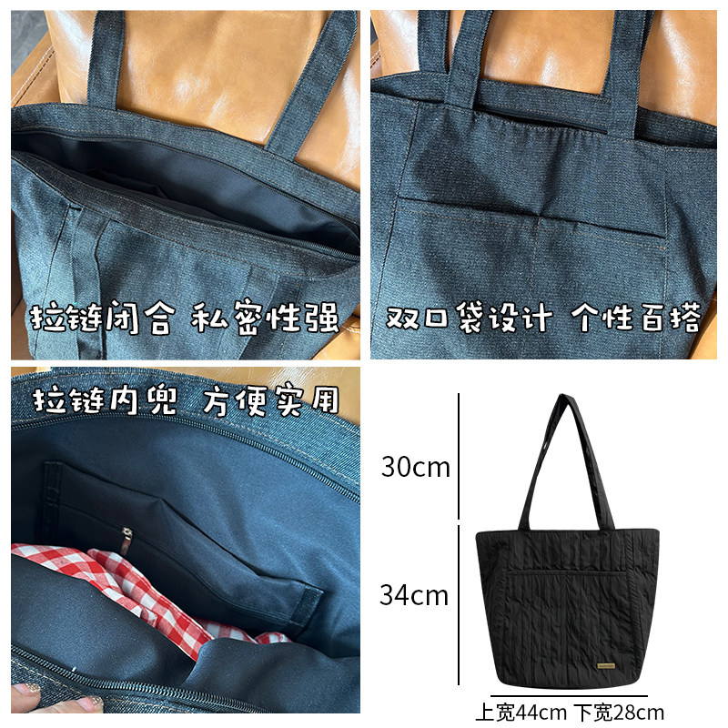 夏季新品褶皱单肩包简约时尚ins风包包通勤双口袋大容量,淘宝优惠券,粉丝福利购,淘宝优惠卷