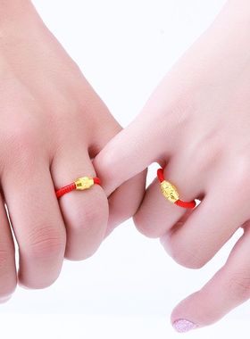 跨境爆款配饰戒指山盟海誓情侣戒指本命年红色韩版简约情侣礼物