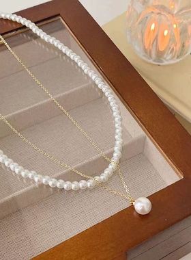 仿珍珠项链珍珠高级裙子爆款复古高档珍珠项链法式甜美