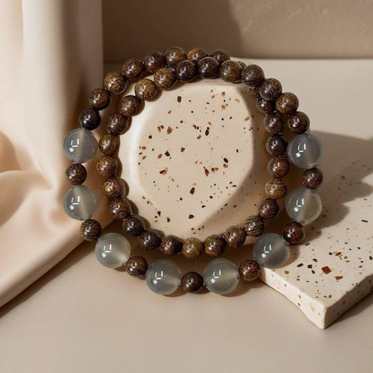 新中式半城山水串珠手链双层叠戴古风复古百搭手串