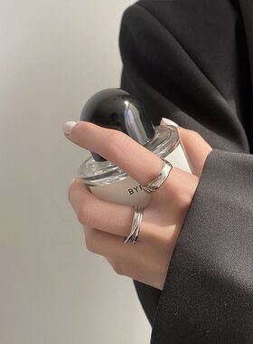 小众设计简约双层交叉套戒女ins潮网红时尚个性可调节食指戒指环