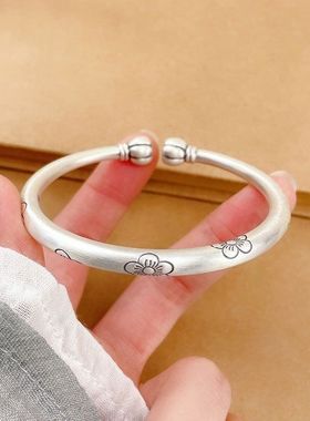 国风多福梅花南瓜头手镯女手环学生闺蜜小众ins高级设计手镯