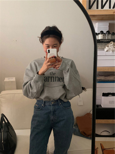 【现货】韩国thebarnnet八奶纯棉套头休闲卫衣复古学院风纯棉上衣 - 图0