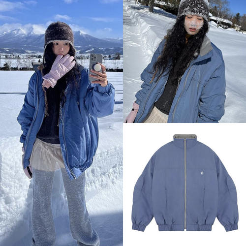 【现货】nocontent韩国冬款休闲减龄防水保暖立领夹克棉服外套女 - 图3