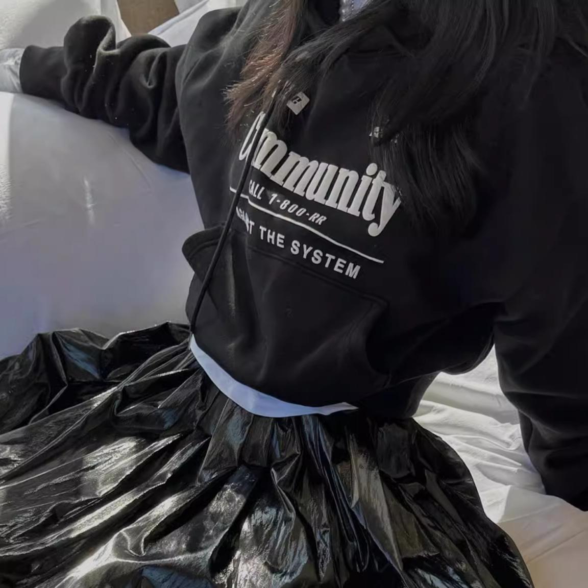 【现货】fletta bloom韩国小众潮牌发泡印花宽松RR短款连帽卫衣女 - 图3