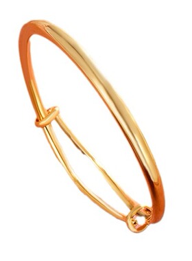 新款铜合金镀金仿真金色圆肚光面推拉手镯女简约高级感时尚镯子