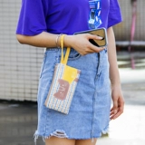 Маленькая небольшая сумка, маленькая сумка клатч, милый портативный тканевый мешок, кошелек, мобильный телефон, широкий экран, в корейском стиле