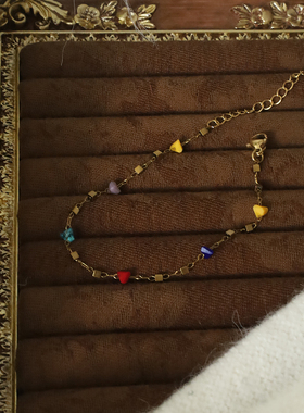 彩色锆石星星手链女金色多层链条不规则手工创意设计感配饰新款春