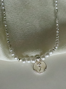 碎银项链玫瑰花轻奢小众气质*级感锁骨链ins珍珠吊坠闺蜜礼物