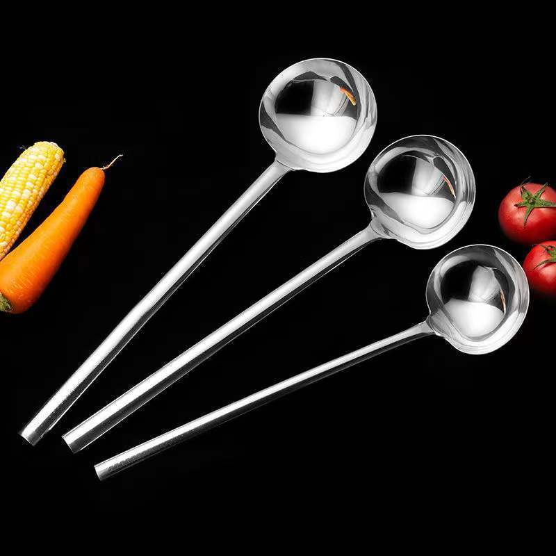 不锈钢长款炒菜厨师打汤勺厨房防烫手柄多勺子饭店专用大号汤勺子,淘宝优惠券,粉丝福利购,淘宝优惠卷