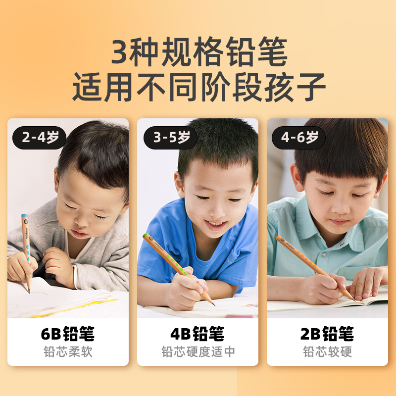 弥鹿mideer儿童正姿铅笔2b4b6b粗杆三角铅笔HB幼儿园儿童学生文具 - 图2