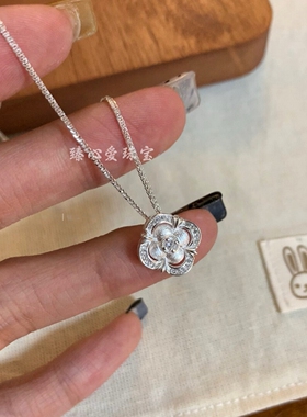 足银990纯银四叶草项链送女友礼