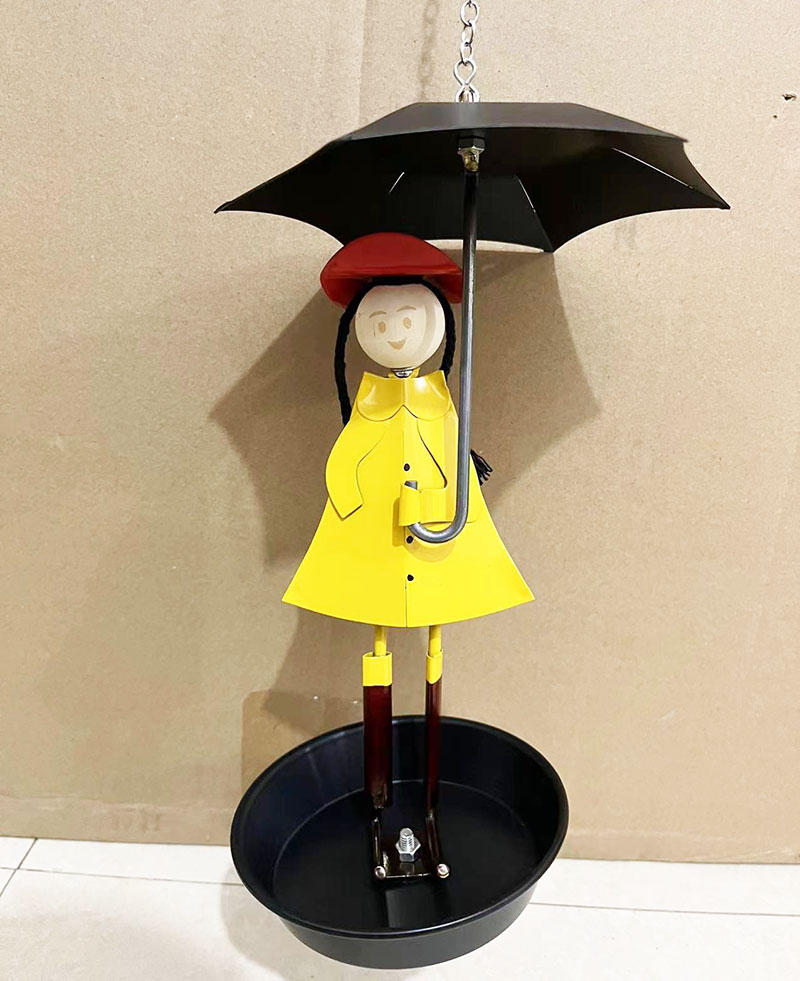 Umbrella girl bird feeder 撑伞的小女孩金属户外庭院喂鸟器 - 图2