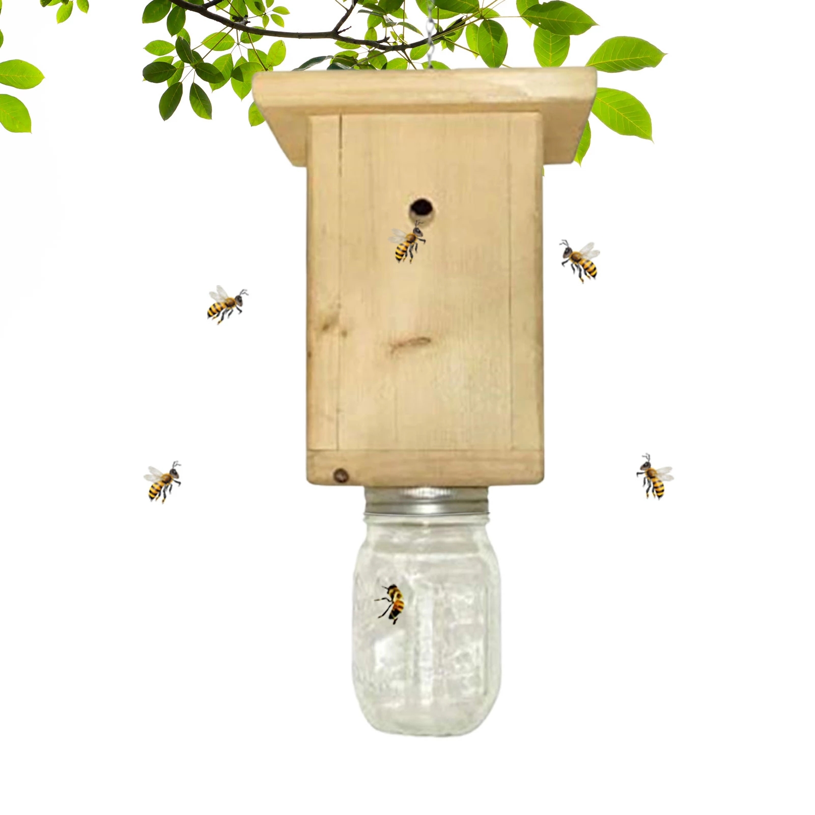 黄蜂蜜蜂诱捕器木制飞虫蜜蜂诱捕器 Wooden Carpenter Bee Trap - 图3