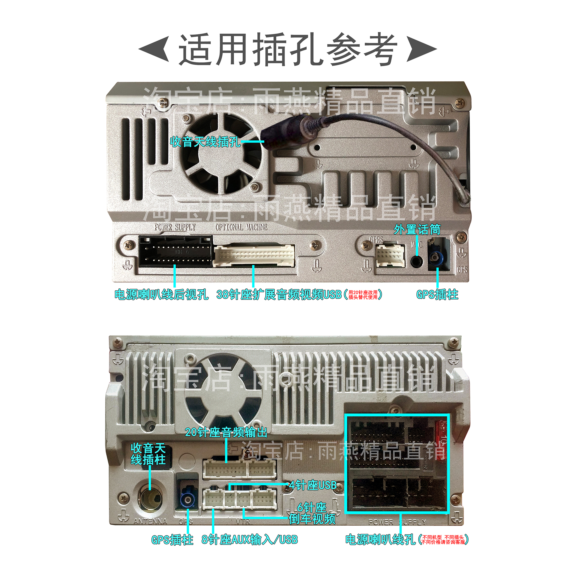 飞歌导航26针电源喇叭尾线插头USB倒车后视AUX音频视频线输入出线 - 图1