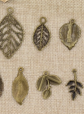 古青铜植物挂件枫叶项链制作材料