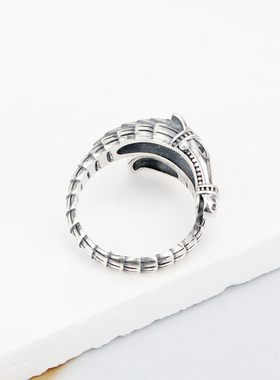 S925纯银龙马精神开口可调戒指