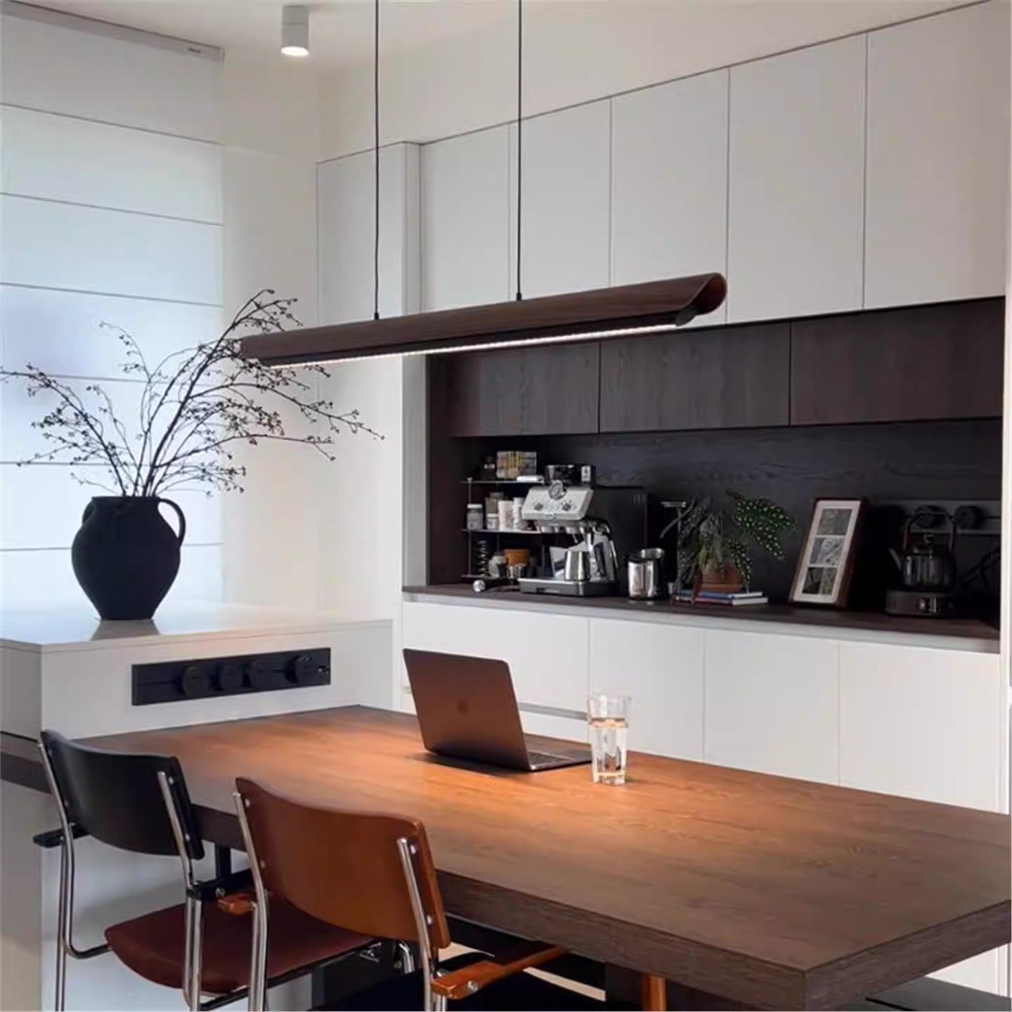 设计师款观月餐厅吊灯意式极简高级木纹餐桌茶室岛台吧台长条灯具,淘宝优惠券,粉丝福利购,淘宝优惠卷