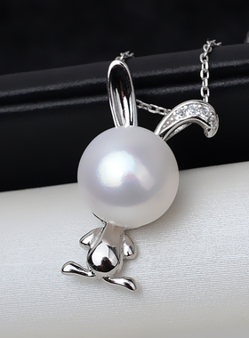 纯银兔子珍珠吊坠时尚可爱