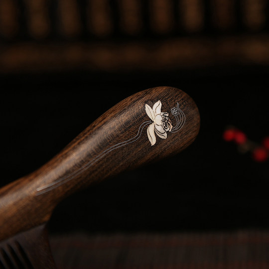 白象梳篦 天然沉贵宝镶嵌贝壳大号木梳子刻字礼物礼盒装送男女友