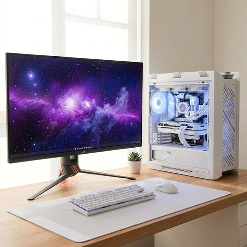 华硕ROG太阳神纯白全家桶AMD 9850X3D 9700X RTX5080/5070 360水冷电竞游戏台式机DIY组装电脑主机三角洲吃鸡 - 图1
