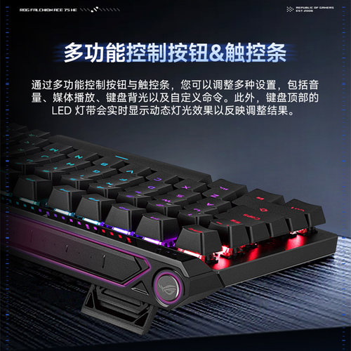 ROG魔导士ACE75 HE磁轴键盘75配列低延迟8K回报率ROG HFX V2磁轴可调键程一键切换RT 玩家国度 - 图1