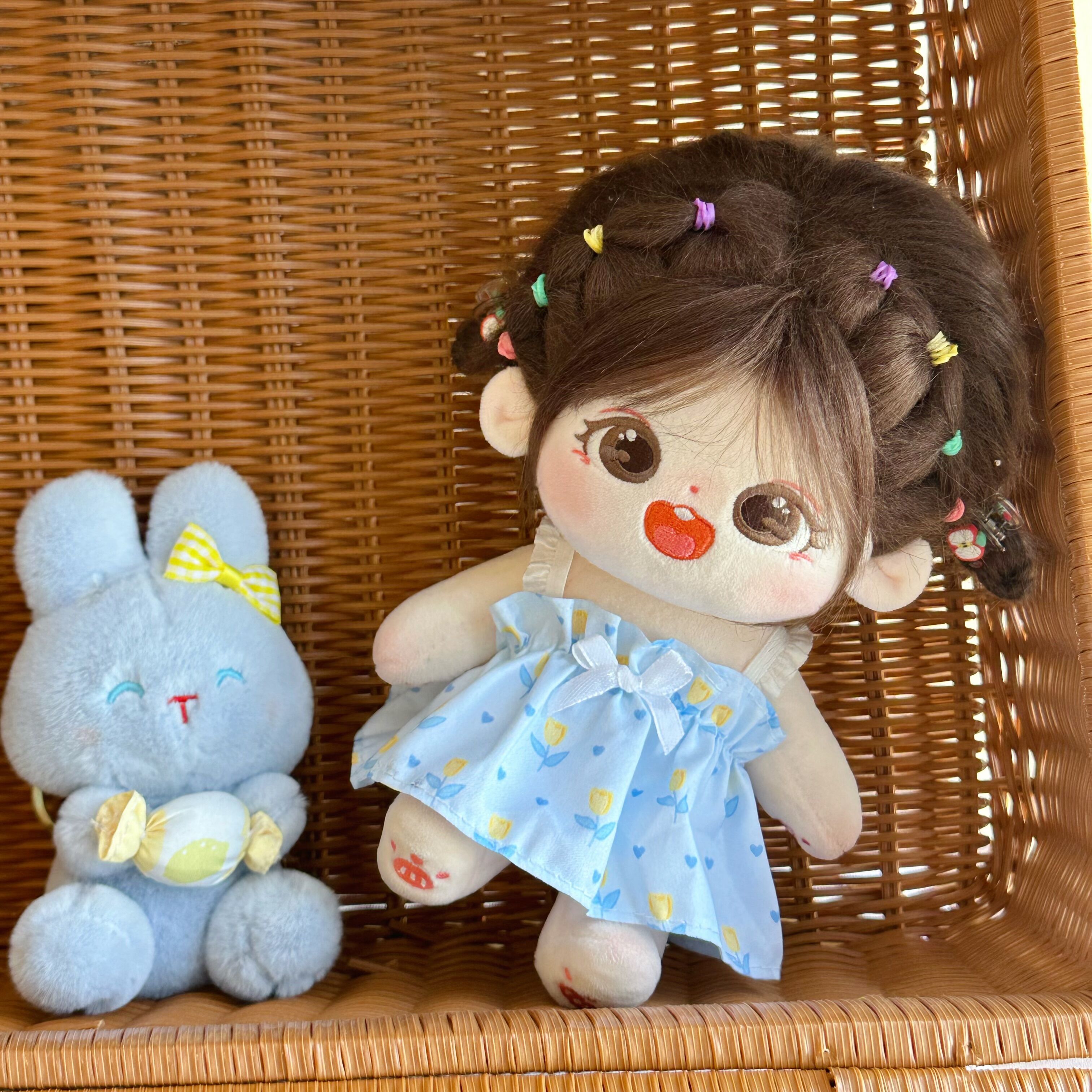 现货娃衣20厘米吊带连衣裙20cm棉花娃娃衣服玩偶公仔碎花裙替换装 - 图1