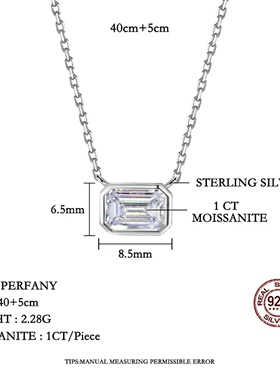 PERFANY 1CT Moissanite Necklace for Women S925 Pure Silver