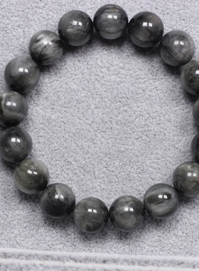天然原色鹰眼石灰虎眼石手串领导力海底lun手链男女单圈10mm
