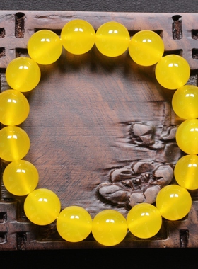 天然冰种黄玛瑙玉石黄色半宝石手链纯净亮丽大气10mm单圈手链男女