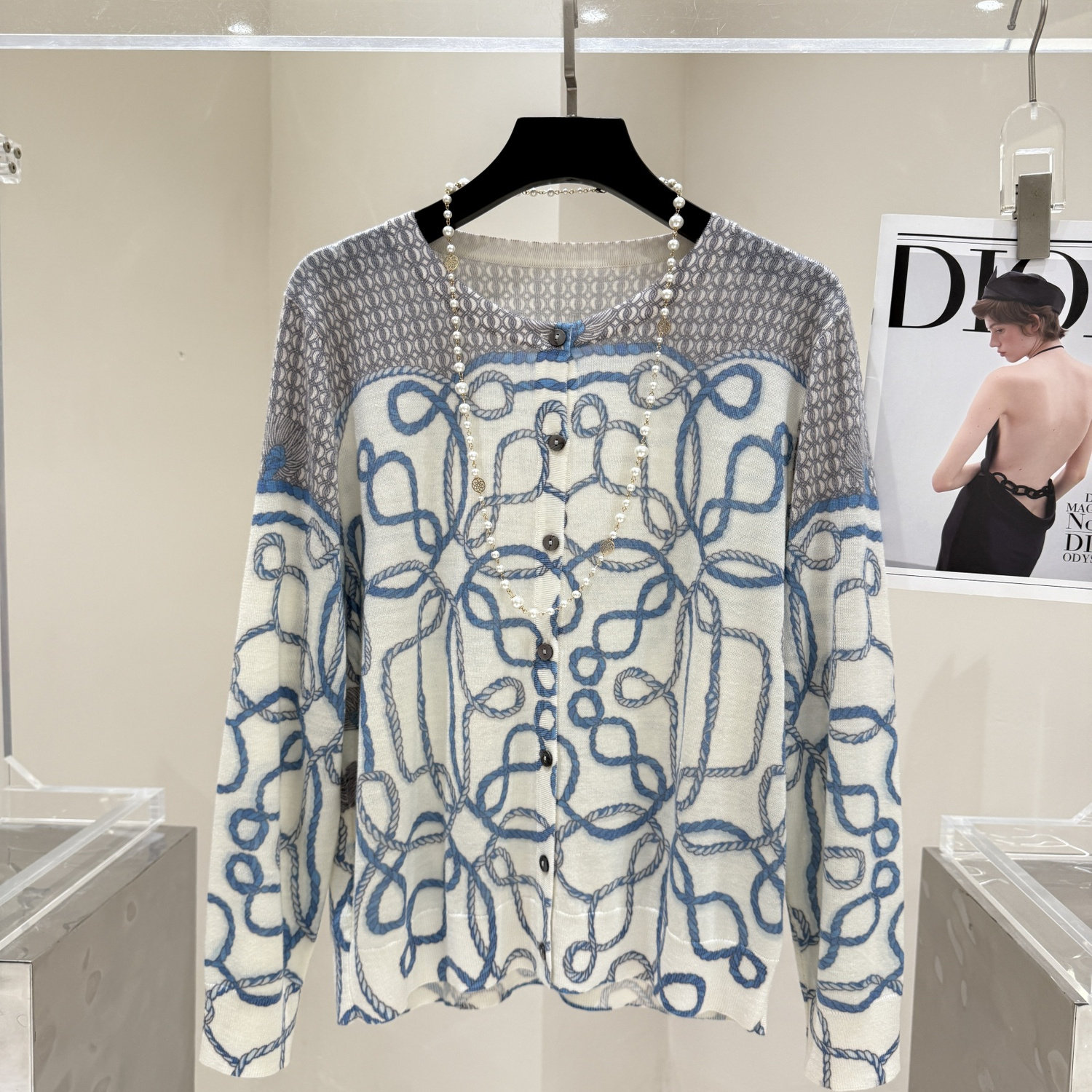 2025女士春秋羊毛衫中年妈妈洋气薄款针织开衫外套时尚印花外搭,淘宝优惠券,粉丝福利购,淘宝优惠卷