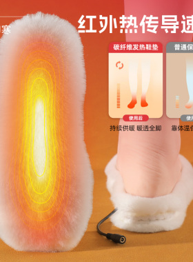 USB充电加厚加绒保暖鞋垫