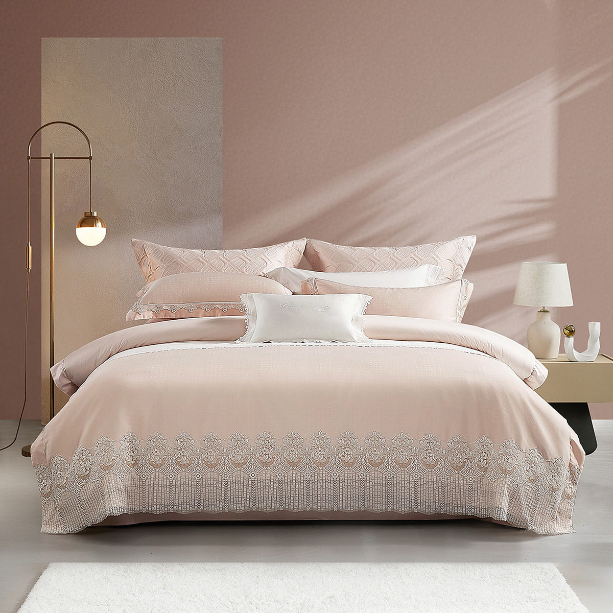 水星家纺长绒棉贡缎婚庆四件套粉色结婚床上用品纯棉套件被套婚嫁,淘宝优惠券,粉丝福利购,淘宝优惠卷