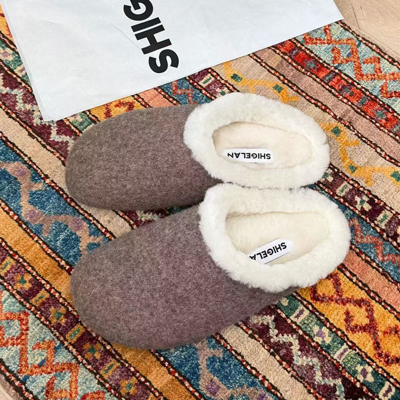 诗歌兰女鞋2025新款真皮厚底勃肯鞋女加绒保暖舒适百搭毛毛鞋潮 - 图1